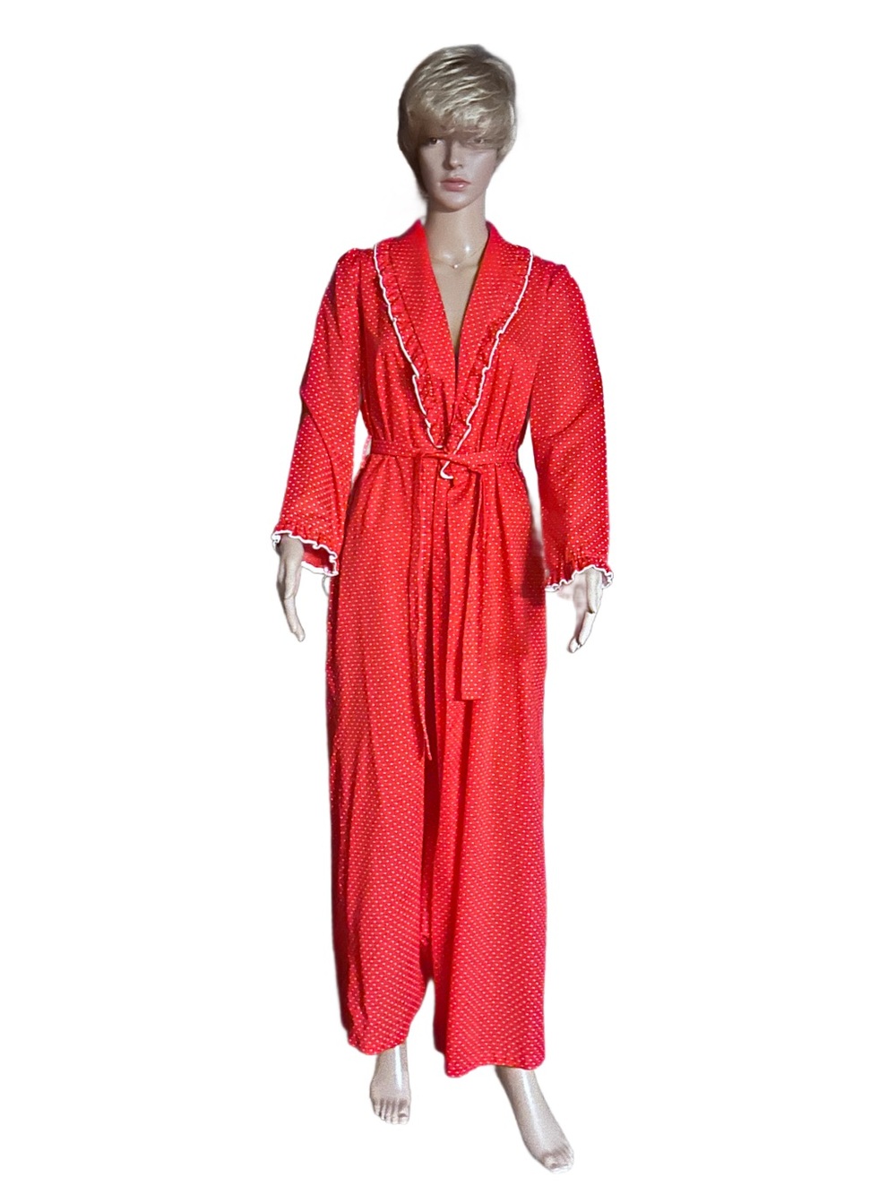 Evelyn Pearson ~ Vtg ~ Large ~ USA (Union Made) ~ Red W/ White Polka Dots ~ Robe